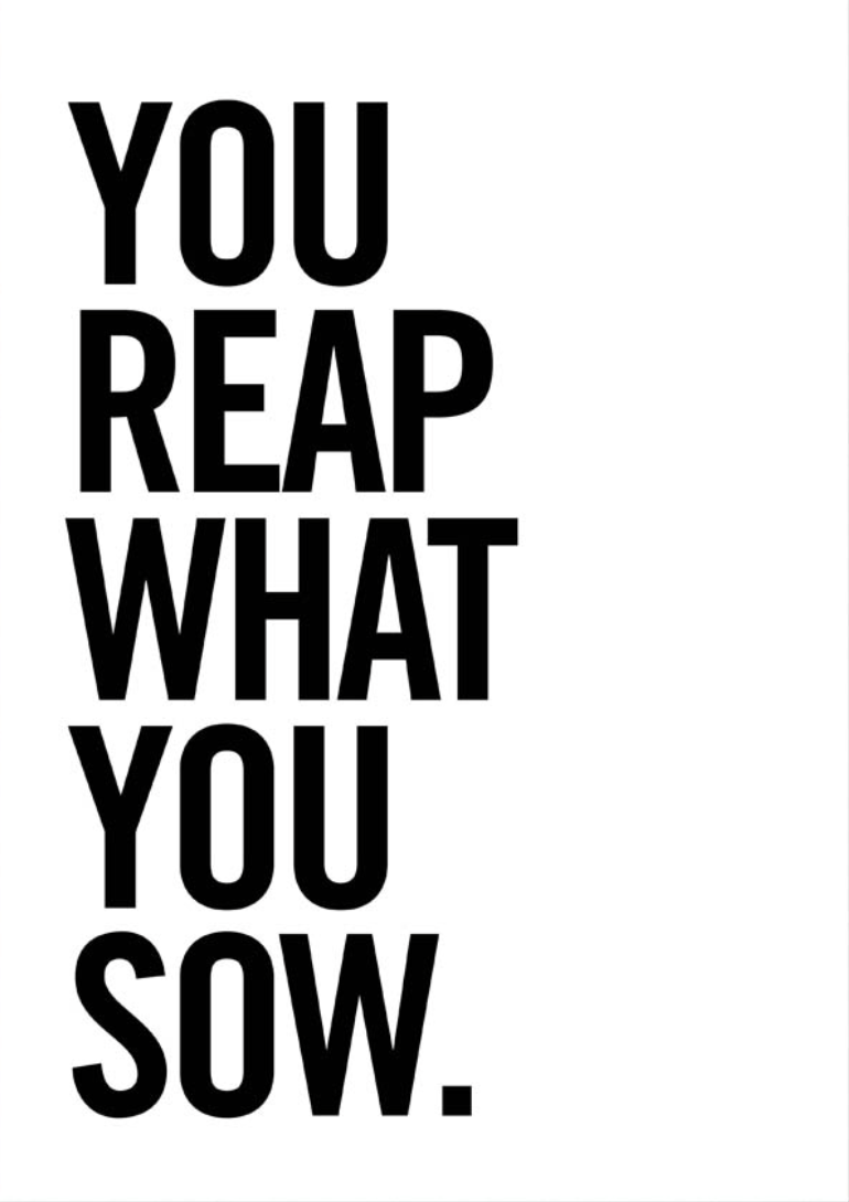 Reap what you sow